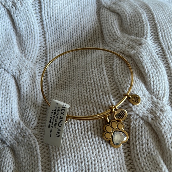 ALEX AND ANI Crystal Paw Prints of Love Charm Bangle Gold Bracelet - Picture 5 of 7